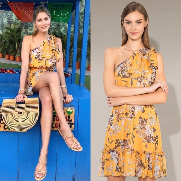 SHOSHANNA 70s Silk Floral Print 1 Shoulder Sleeveless Tier Ruffle Mini Dress 10 - Picture 1 of 11